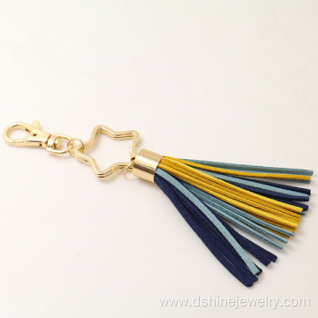 Colorful South Korea Velvet Fringe Keychain With Star Charm